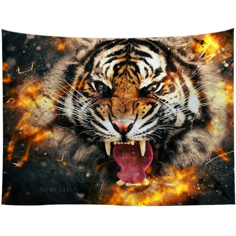 

The Roaring Tiger Animals Wall Hanging Tapestry For Bedroom Living Room Dorm Decor