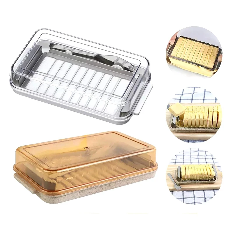 Portable Keeper Dish with Lid Sealing Cutting Kitchen Storage Butter Box Rectangle Container Cheese Food Cooking Tools | Дом и сад