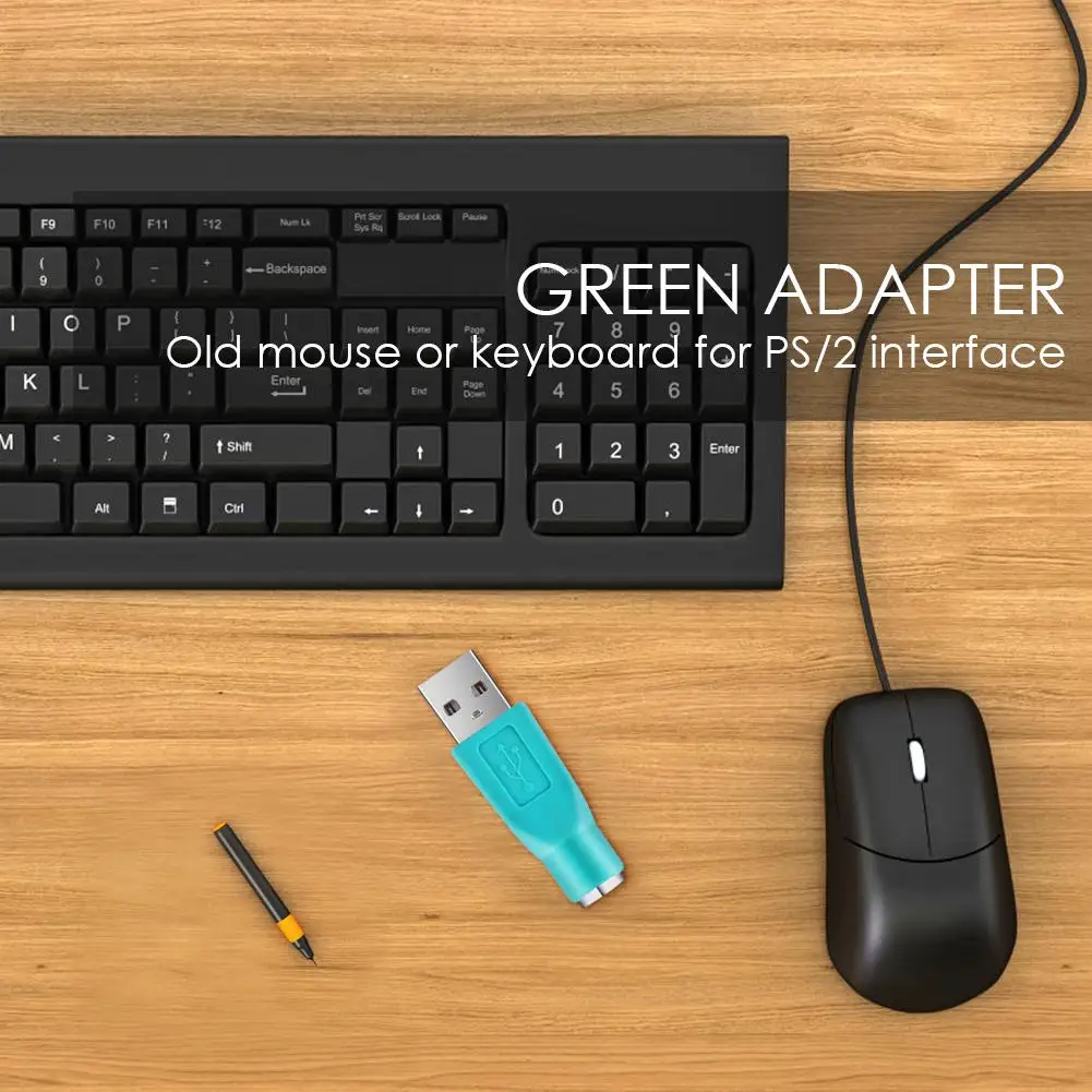 1pc Green Plastic PS/2 Female To USB Male Adapter Converter Connector For Keyboard Mouse Mice 50mm*16mm*12mm | Компьютеры и офис