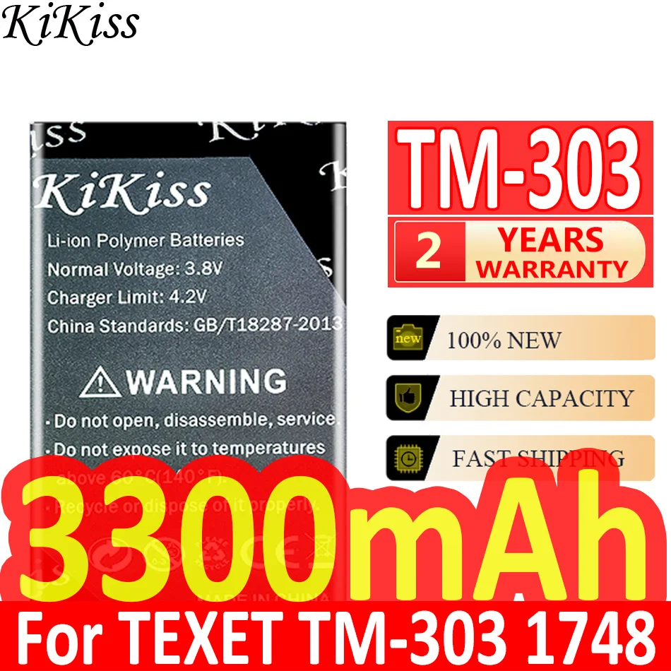 

3300mAh KiKiss Powerful Battery TM-303 for TEXET TM-303 1748 Mobile Phone