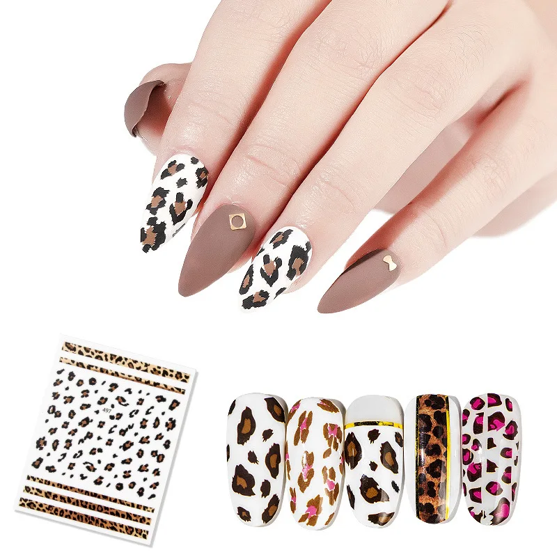 

The new 1pcs leopard nail stickers 3d stereo sexy leopard adhesive matte nail stickers nail decoration nail stickers