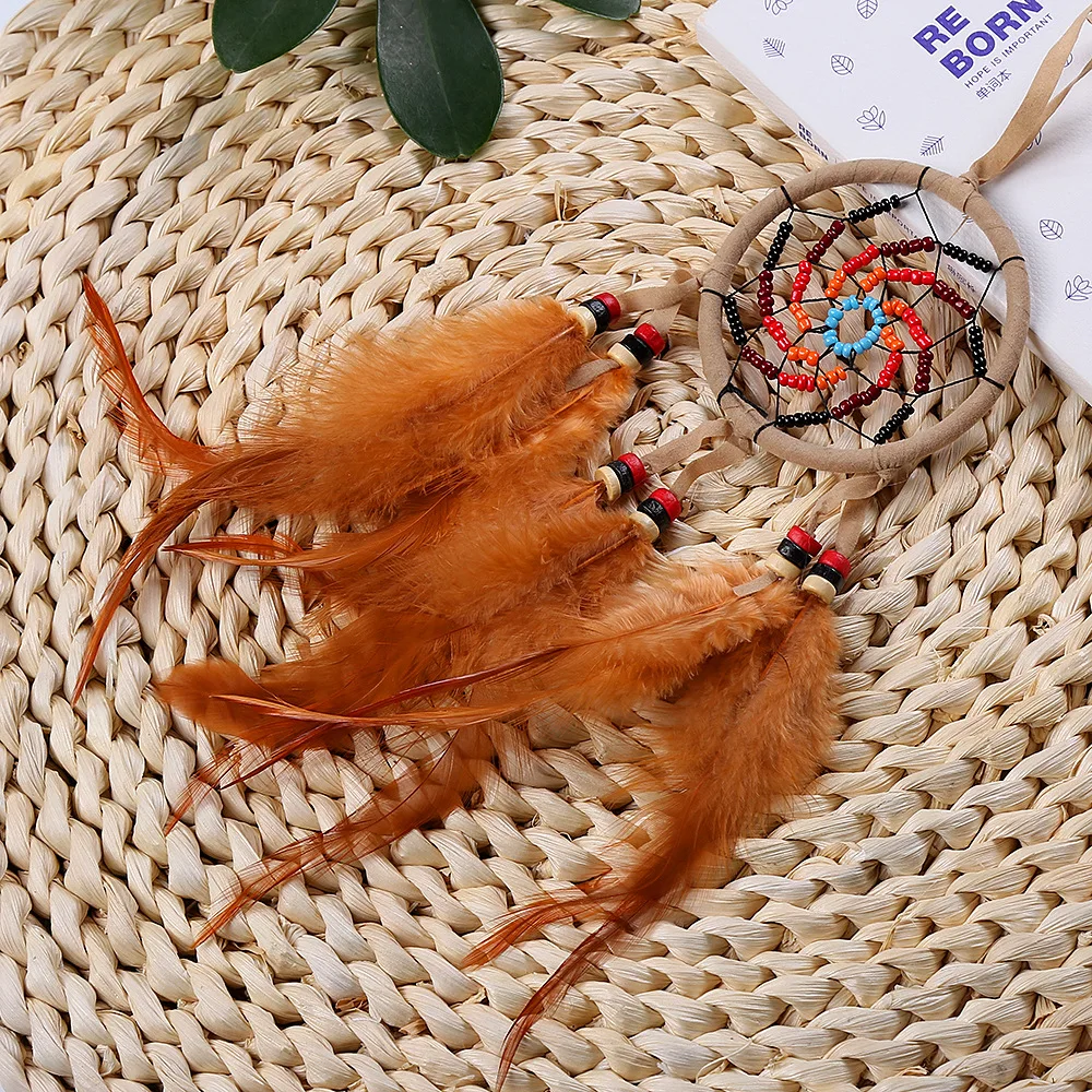 Индийский стиль Ловец снов-сеть Настенное подвесное украшение ручной работы