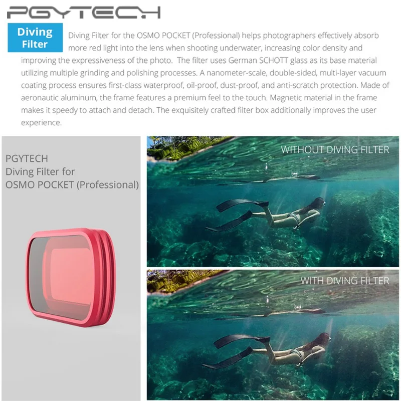 Карманный фильтр для подводного плавания PGYTECH OSMO светофильтр объектива дайвинга