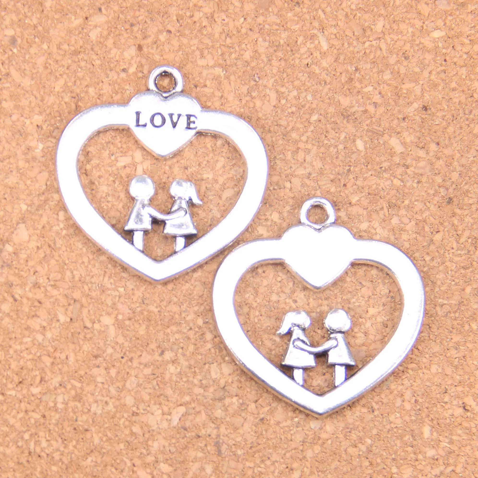 

20pcs Charms heart lover sweetheart 35x34mm Antique Pendants,Vintage Tibetan Silver Jewelry,DIY for bracelet necklace