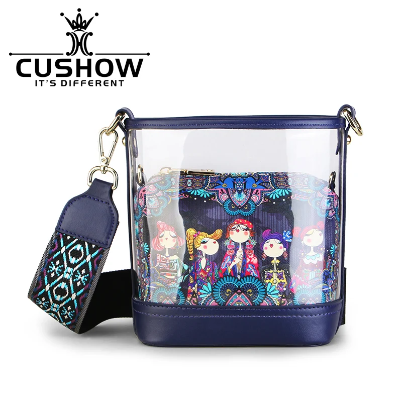 

Versatile water bucket bag transparent jelly bag wide shoulder strap Single Shoulder Messenger Bag