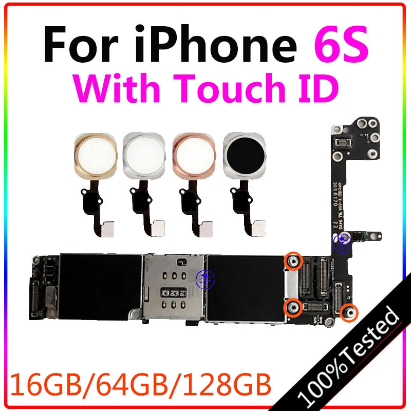 Оригинальная материнская плата для iphone 6S iphone6s с/без Touch ID чистая iCloud IOS и полная