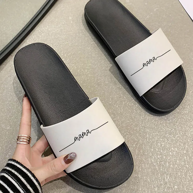 

Summer comfort indoor Slide sandals Simple Women slippers Harajuku Female slippers Mama Letters Printed slippers for women