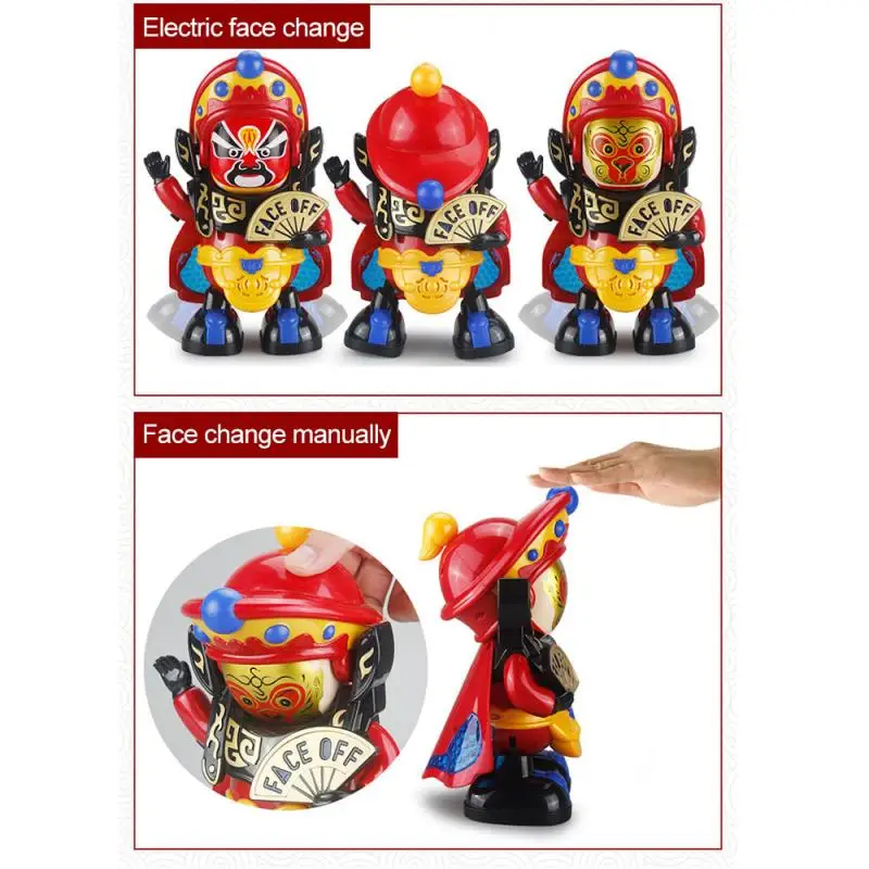 

Face Changing Dolls Peking Opera Face Change Dancing Robot Facebook Automatically Convert Light Music Robot Toy Toy Figures