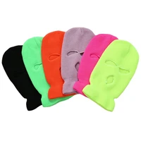 new balaclava winter warm three hole wool knitted hat solid color hooded dome beanie outdoor face mask hat