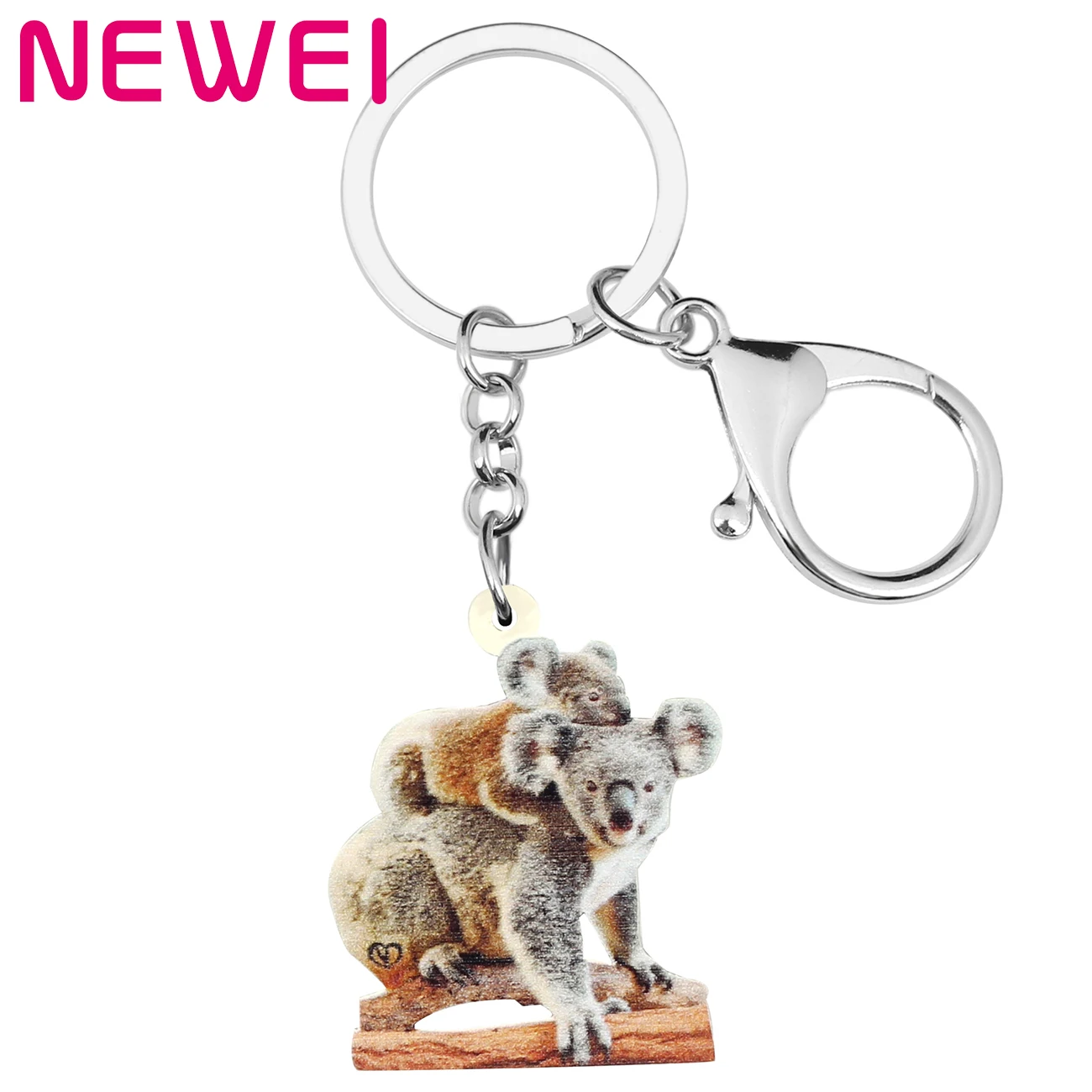 

Newei Acrylic Brown Australian Koala Keychains Printing Lovely Animal Keyring Jewelry For Women Kids Teens Gift Charms Jewellery