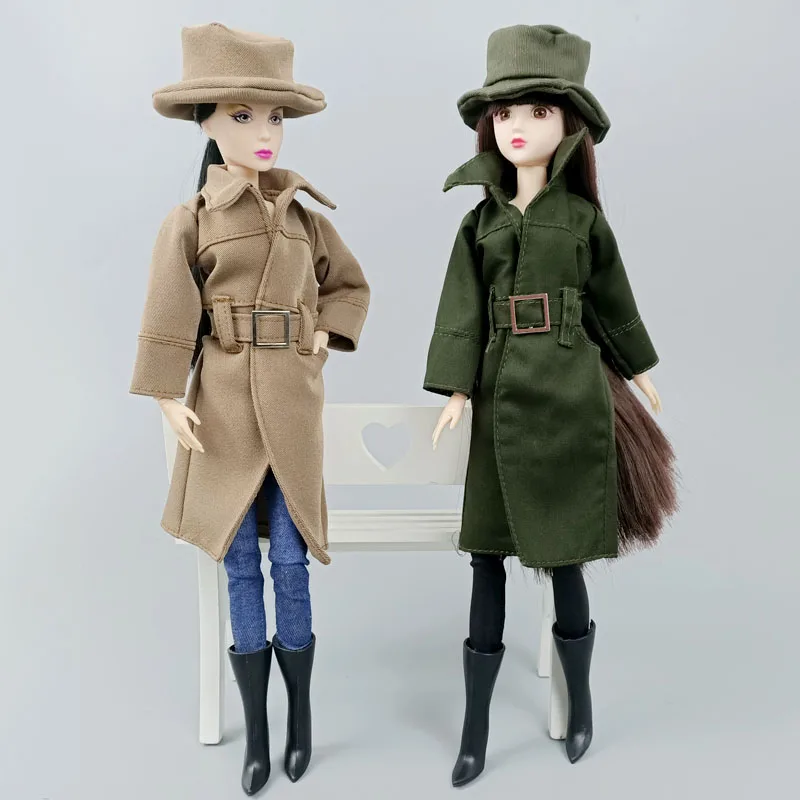Модный костюм зимняя куртка пальто Тренч для куклы Барби наряды одежда с шапкой