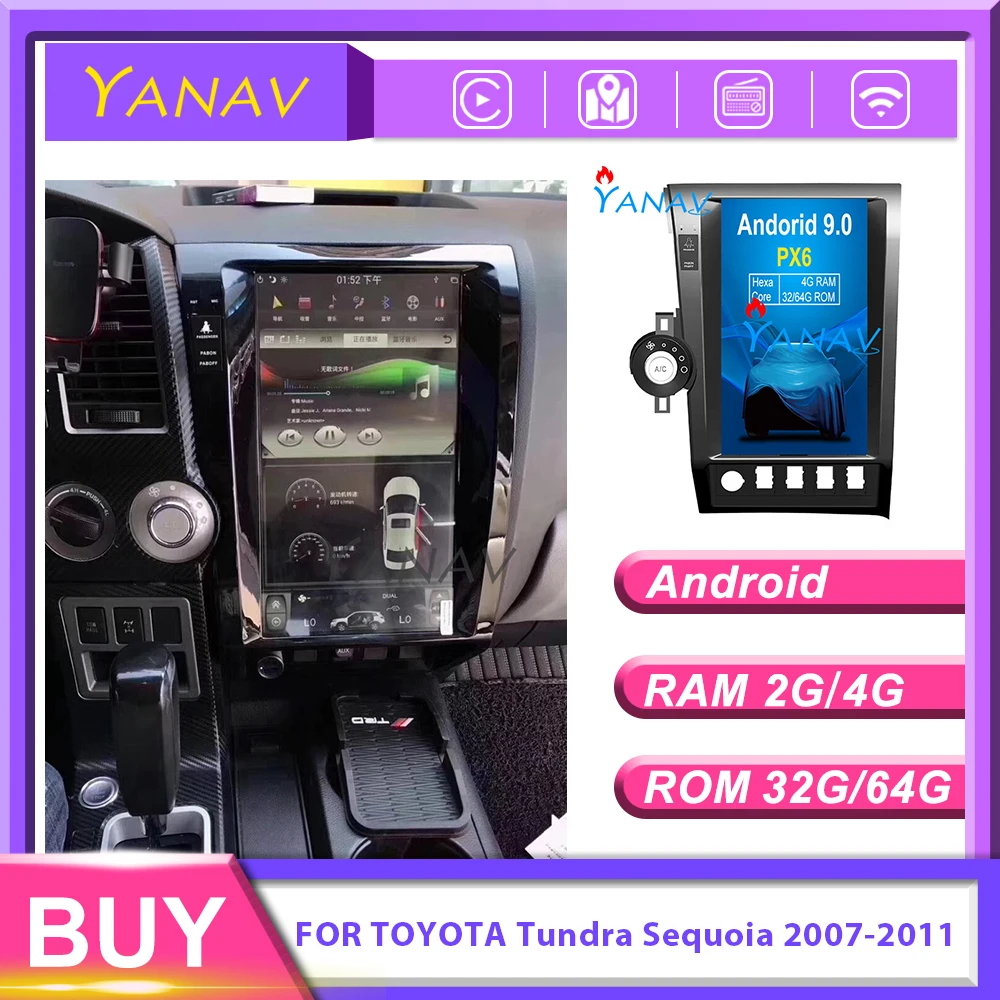 Автомобильный gps-навигатор 13 6 дюйма в стиле tesla для-TOYOTA Tundra Sequoia 2007-2011
