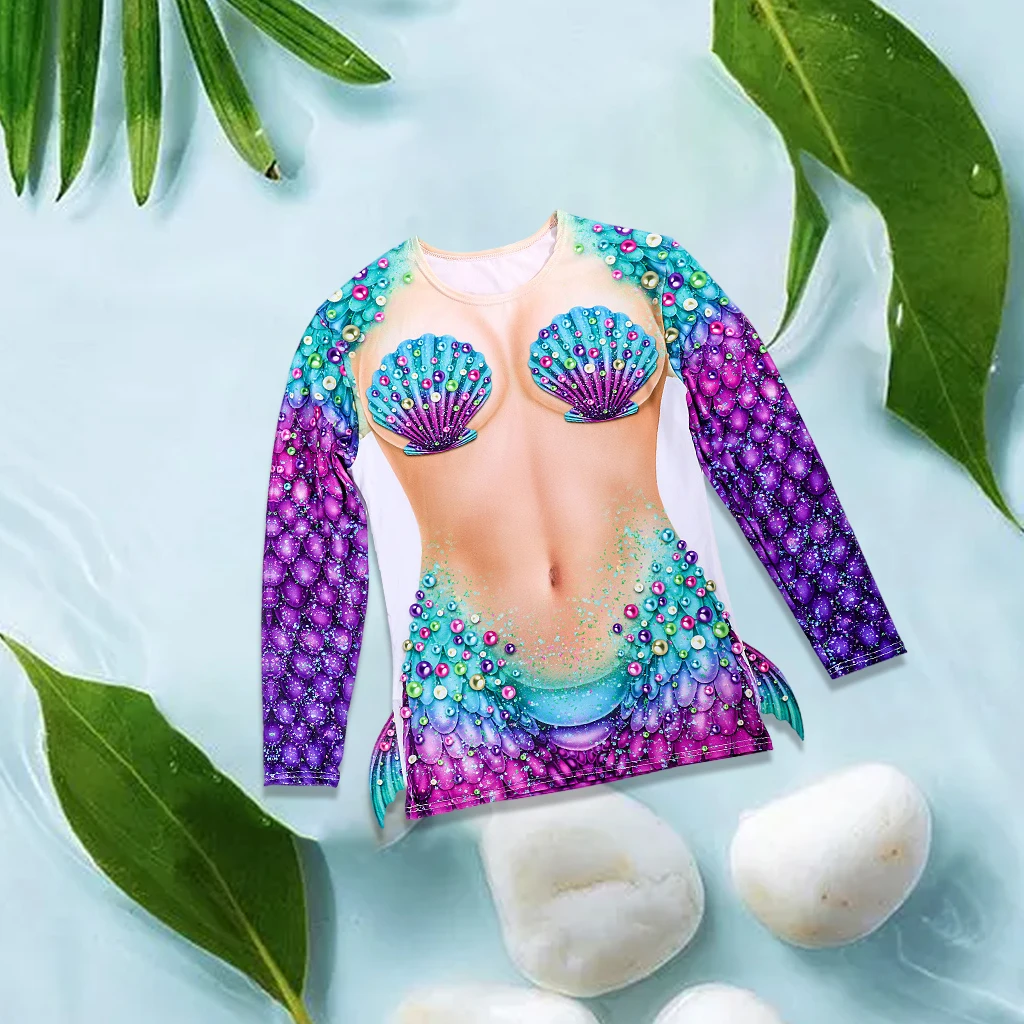 

Soft Mermaid Long Sleeve T-shirt Costumes,Halloween Birthday Diffuse Exhibition Gift Present,Cosplay Clothing Role Play Garments
