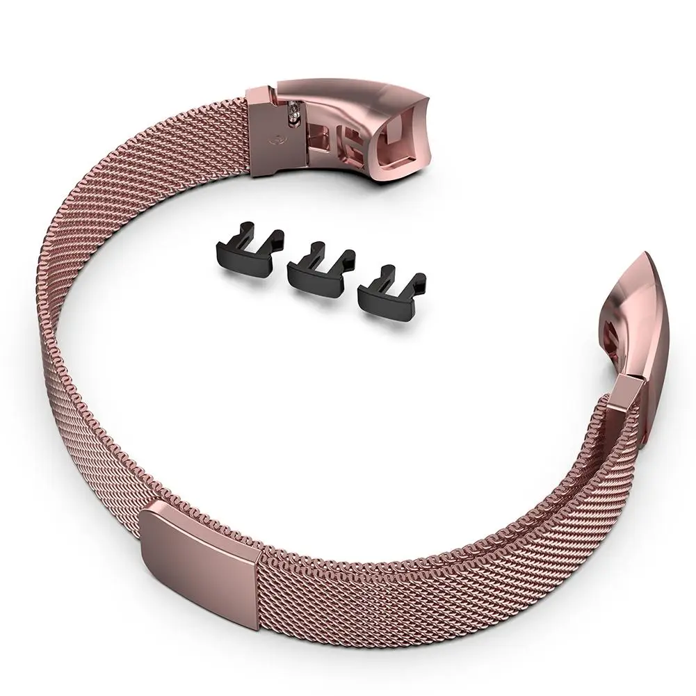 Rose pink Магнитный с миланским плетением браслет из нержавеющей стали роскошный высококачественный ремешок для huawei Honor Band 4 Band 5 ремешок умный Браслет - Цвет: Rose pink