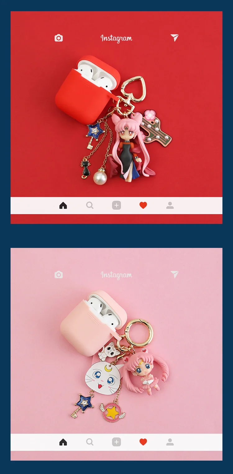 Sailor Moon Tsukino Usagi Silcone защитный чехол Брелок Подвеска Аксессуары Bluetooth беспроводной чехол для наушников