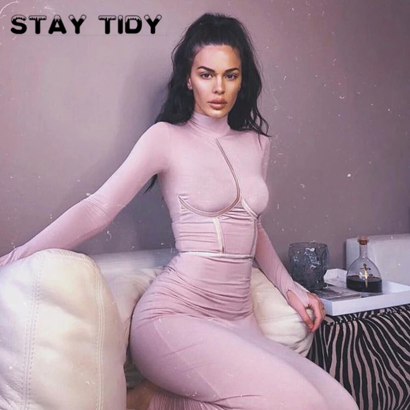 Оставайтесь аккуратными модное трикотажное платье макси в стиле пэчворк 2019