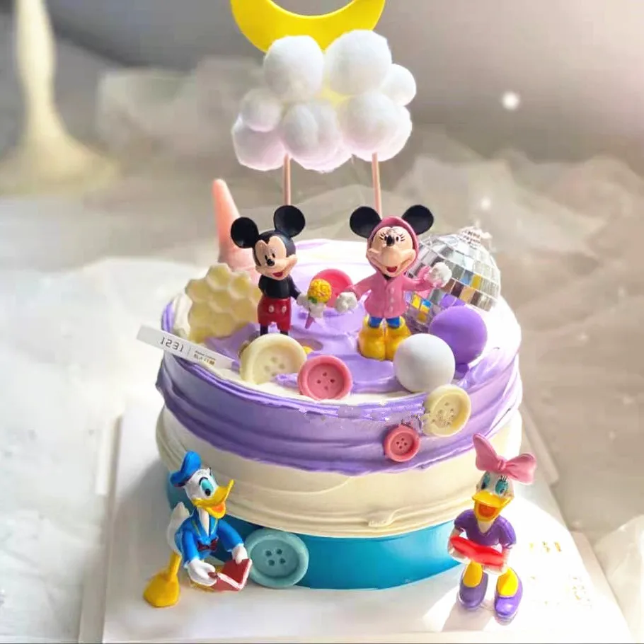 

6pcs Disney Mickey Minnie Mouse Daisy Donald Duck Cake Decoration Birthday Cake Topper for Kids baby Party Baking Supplies Gift