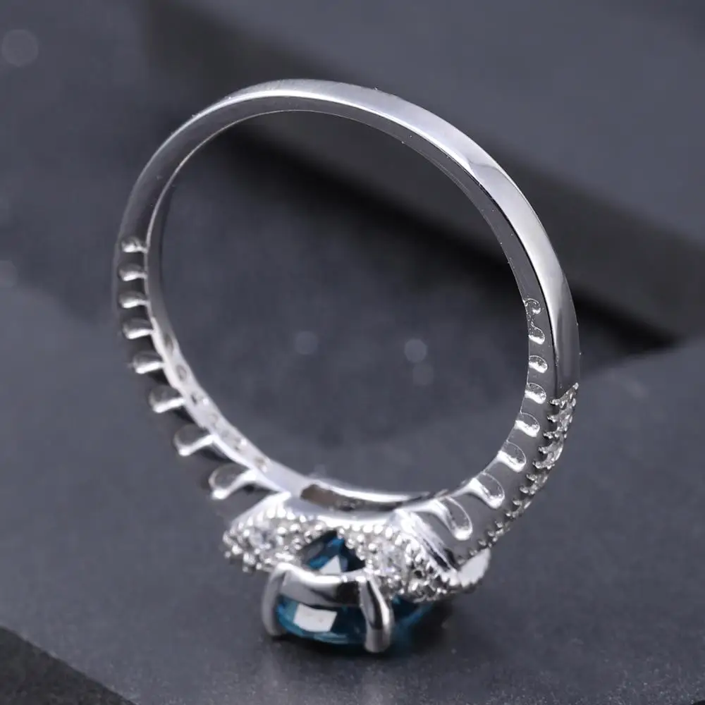 GEM'S BALLET 925 пробы серебряные кольца для женщин 1.57Ct натуральный Овальный Лондон Голубой топаз драгоценный камень кольцо хорошее ювелирное изделие