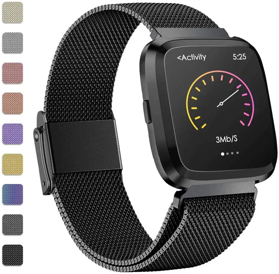 Ремешок металлический браслет из нержавеющей стали для Fitbit Versa ремешок на запястье Миланский Магнитный Браслет fit bit Lite Verse 2 Band аксессуары