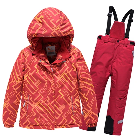 VALIANLY лыжный костюм для девочек детская Лыжная куртка + брюки на ремешке зимний теплый комбинезон для девочек лыжный комплект уличные водонепроницаемые ветрозащитные