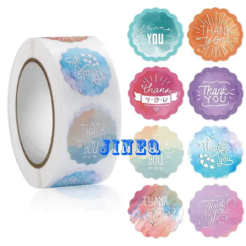 

500pcs Thank You Stickers Labels in Roll Colorful Watercolor Design for Small Business, Wedding Favors, Birthdays, Bakeries,Mail