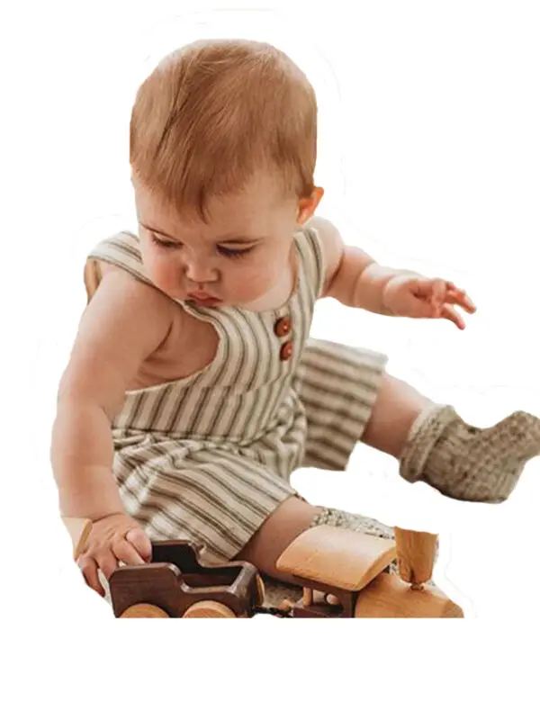 UK Infant Kids Baby Girl Boy Striped Bib Pants Romper Overalls Outfits Clothes |