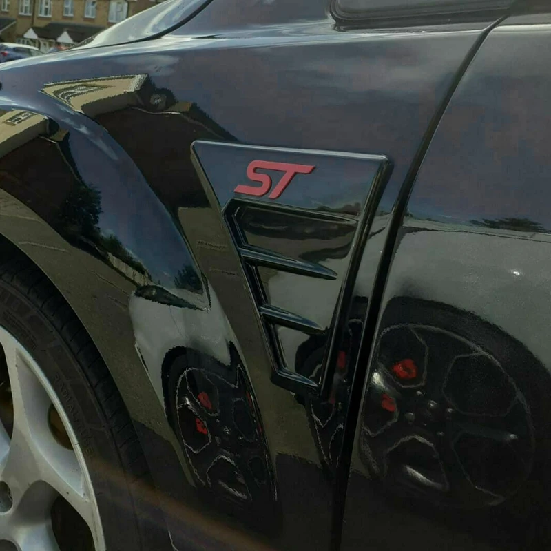 

for Ford Focus MK 2 2004-2012 ST Style Bright Black Side Wing Fender Air Flow Grill Intake Vent Trim