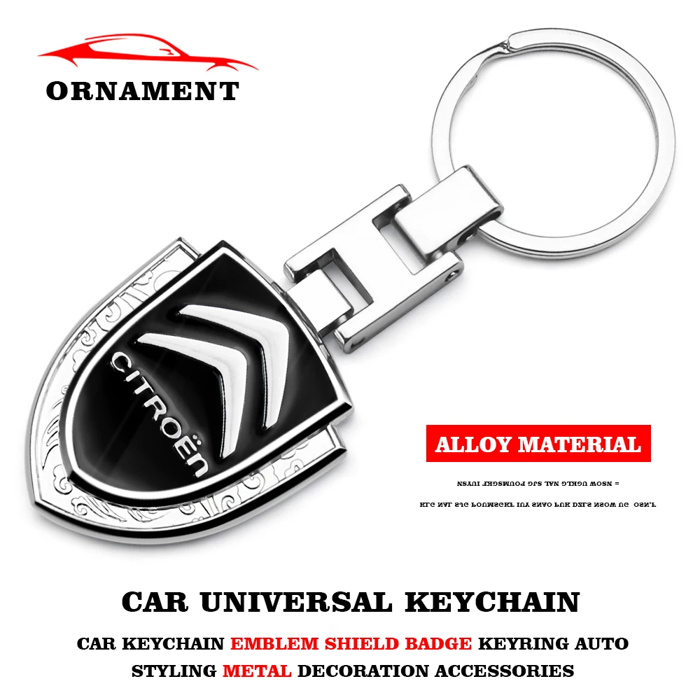 

3D Metal Alloy Car Emblem Leather Key Chain KeyRing Braided Buckle For Citroen C1 C2 C3 C4 C5 C6 C8 C4L DS3 DS4 DS5 DS5LS DS6