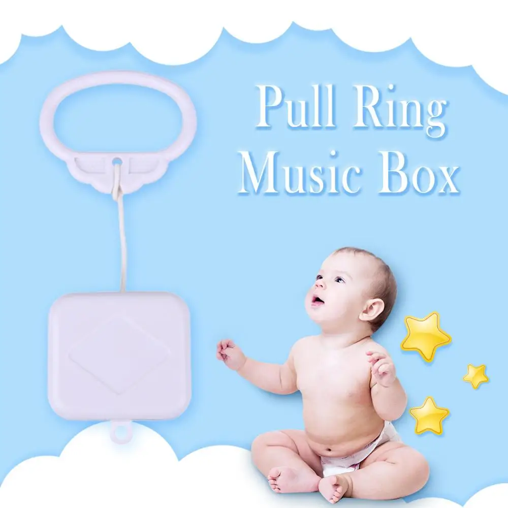 Pull Ring Music Box White ABS Plastic String Infant Kids Clockwork Cord Bed Bell Baby Rattles Toys | Игрушки и хобби