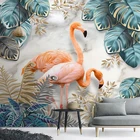 Настенные 3D-обои на заказ, Настенная картина в европейском стиле с рисунком фламинго, гостиной, спальни, входа, украшение для дома