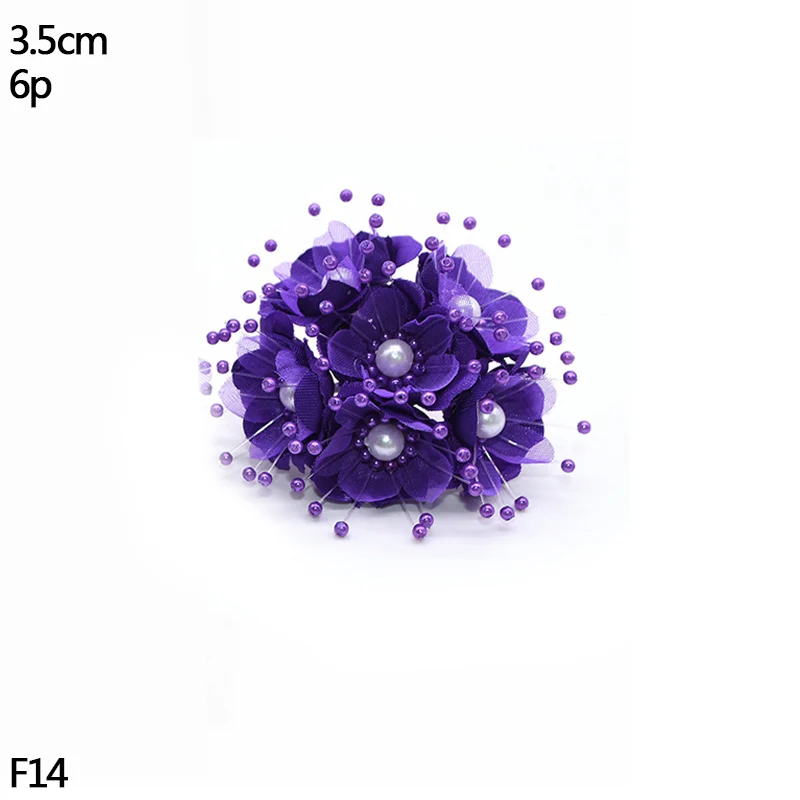 6pcs flower Свадебные украшения фиолетовые тычинки ягоды искусственные ветки вишни цветы сделай сам цветок венки декоративный торт подарочная коробка Свадебный декор - Цвет: 6pcs flower