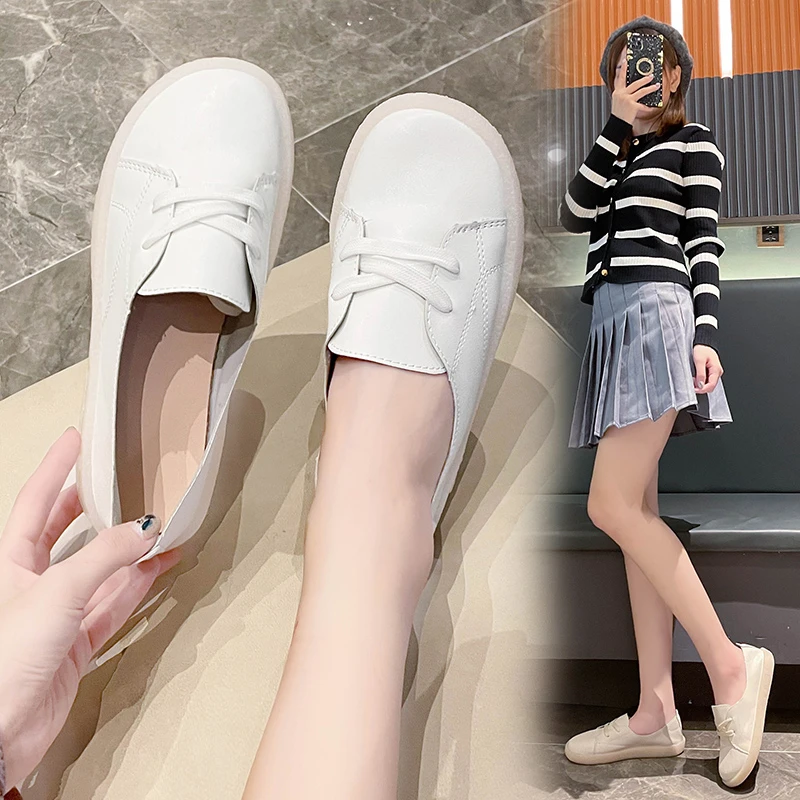 

Women Flats Shoes Leather Breathable Little White Shoes Woman Oxford Women Shoes Comfortable Soft Bottom Ladies Casual Shoes 851
