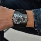 Часы наручные мужские с кожаным ремешком, Спортивные кварцевые уникальные, в стиле милитари, с двойным циферблатом