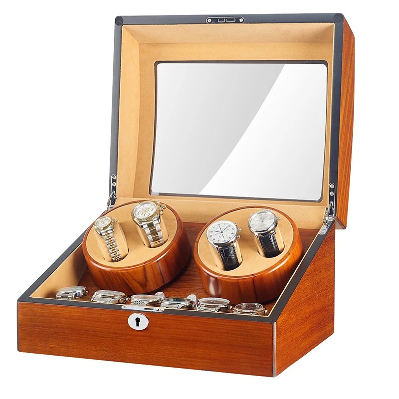 JQUEEN 4 Automatic Wood Watch Winder with 6 Storage Case Fraxinus mandshurica 5 Modes For Mechanical | Наручные часы