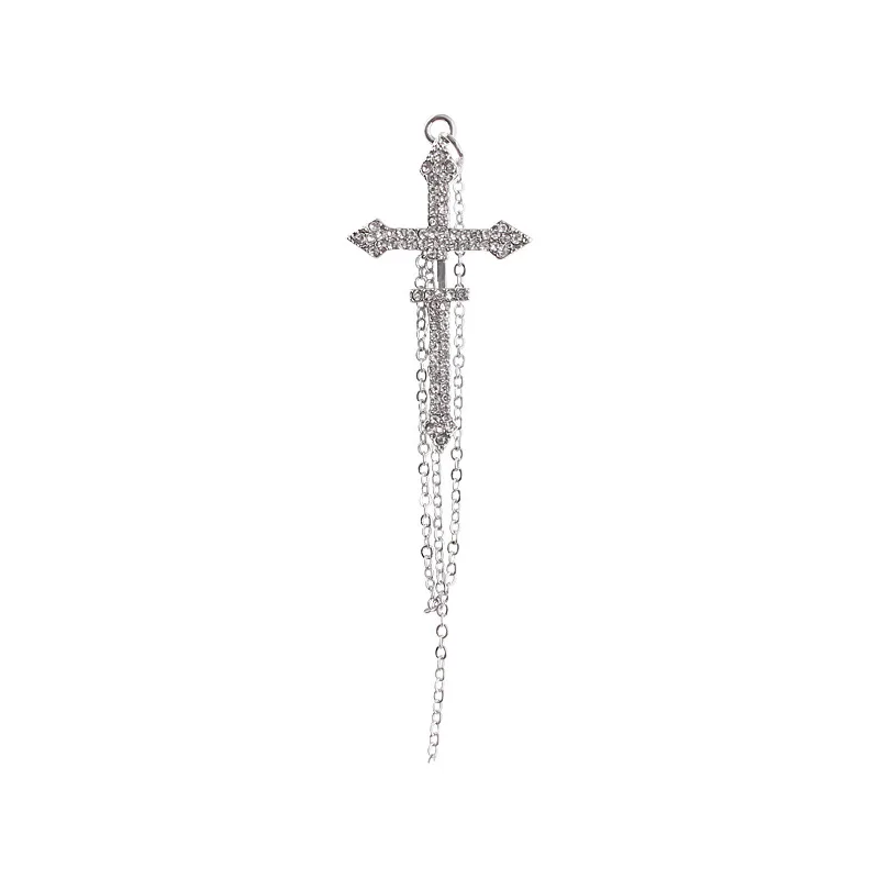 

Korean Retro Cross Chain Earrings for Women Hip-hop Cold Wind Ins Rhinestone Stud Earring 2021 New Trendy Fashion Ear Jewelry