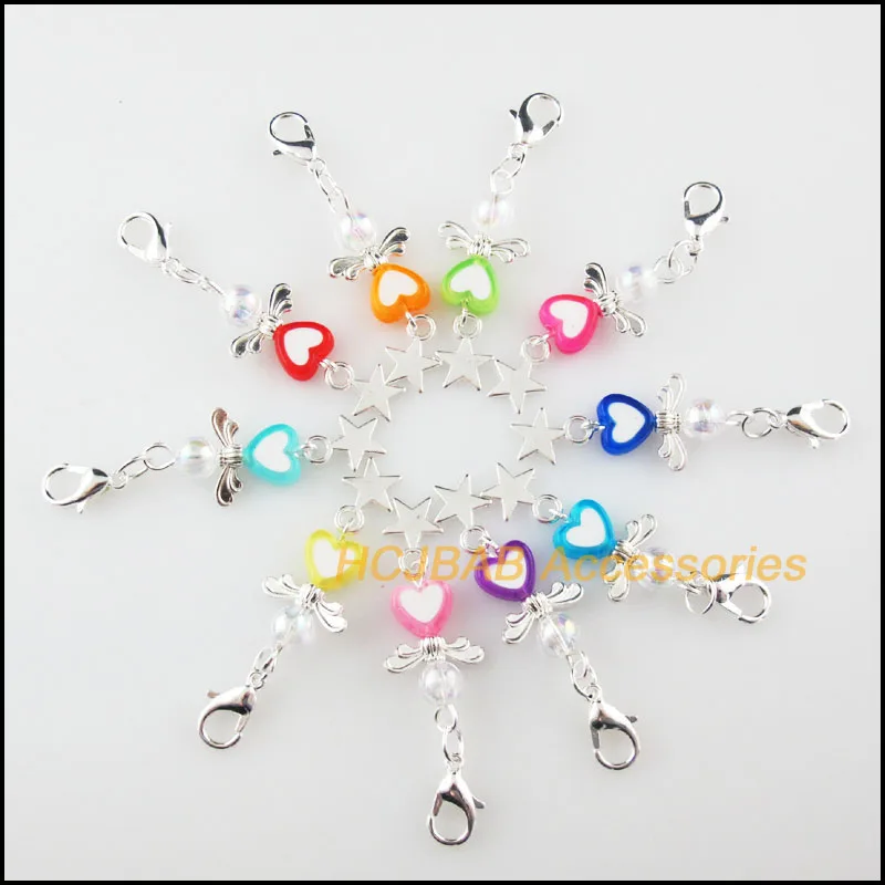 10 шт., посеребренные подвески в виде сердца, 14x33 мм