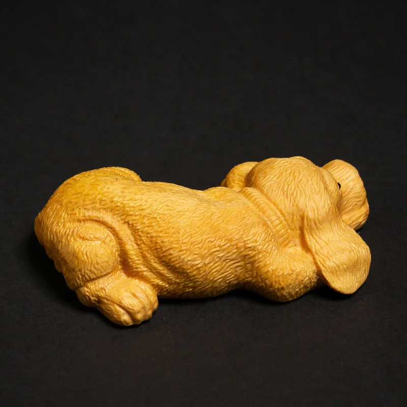 

Zodiac Puppy Wood Carving Creative Solid Wood Male Gift Animal Sculpture Carving Crafts Boxwood Cute Dog Ornaments