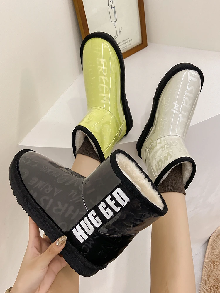 Женские зимние ботинки на платформе теплые плюшевые прозрачные