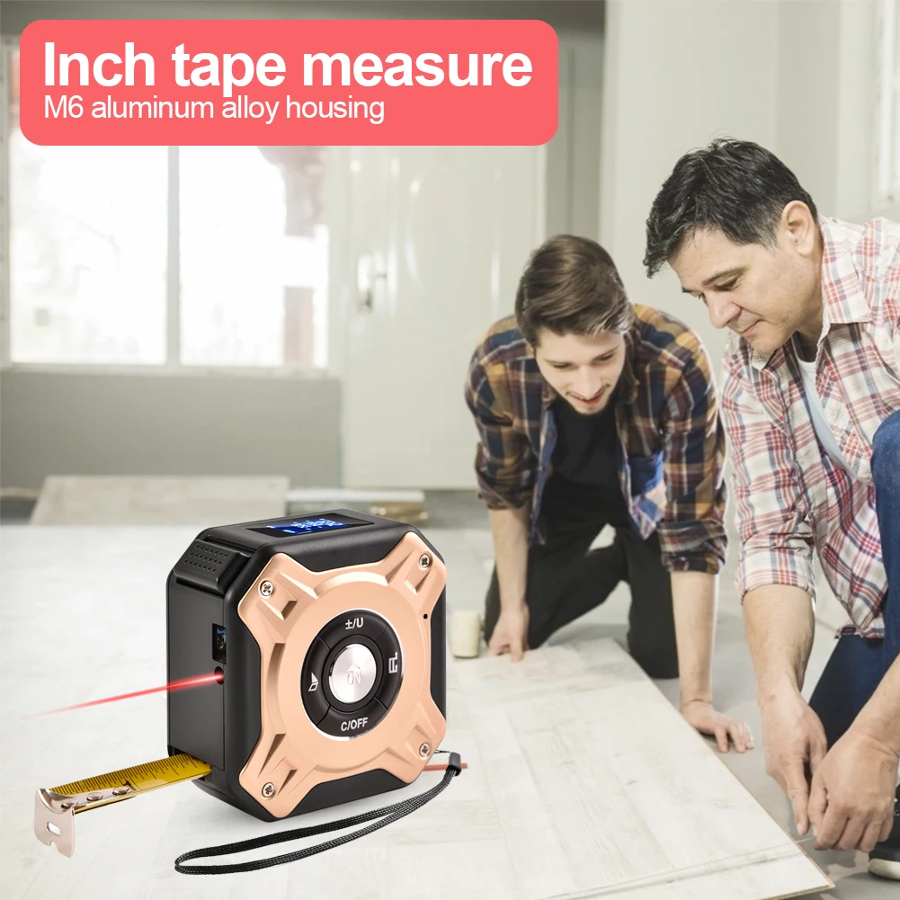 

XEAST 2022 NEW RELEASED ​Laser Tape 2 in 1 Rangefinder Measure Aluminium Alloy Shell Inch Ruler Retractable Distance Meter Rang