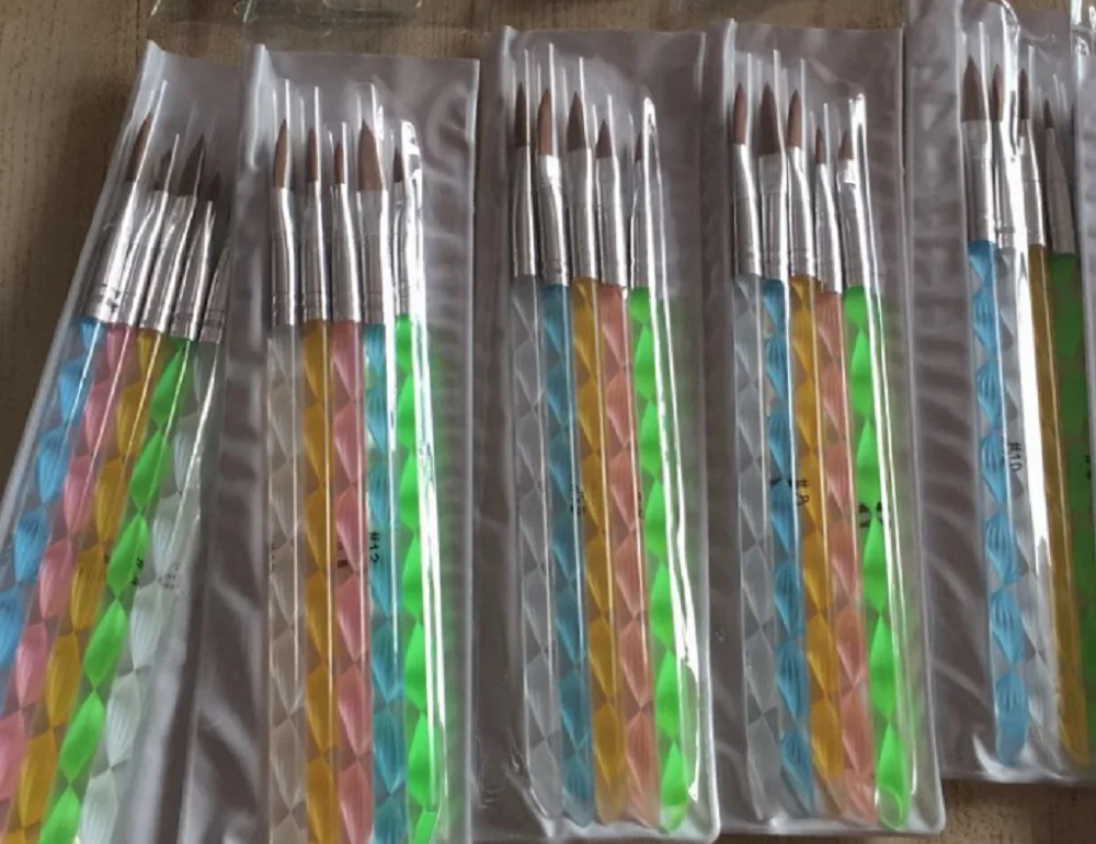 

5 Pieces Five Size High Quality Professional Acrylic Liquid For Nail Art Pen Brush UV Gel Nail Acrylic Powder