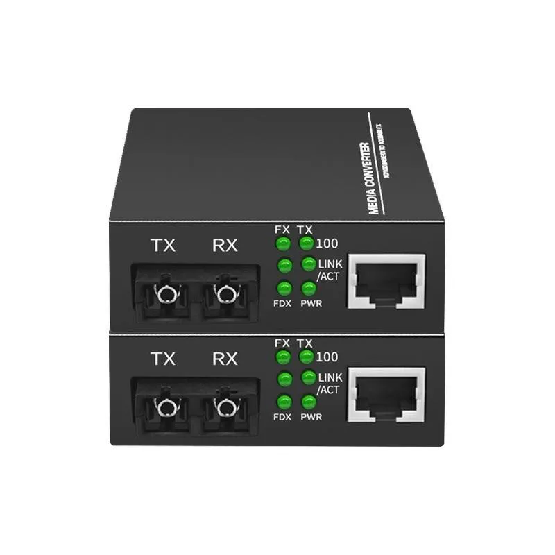 1pc Media Converter 100MB Fiber Optic Converter Transceiver Single-mode Double-fiber Transceiver Photolectric Transducer 25km