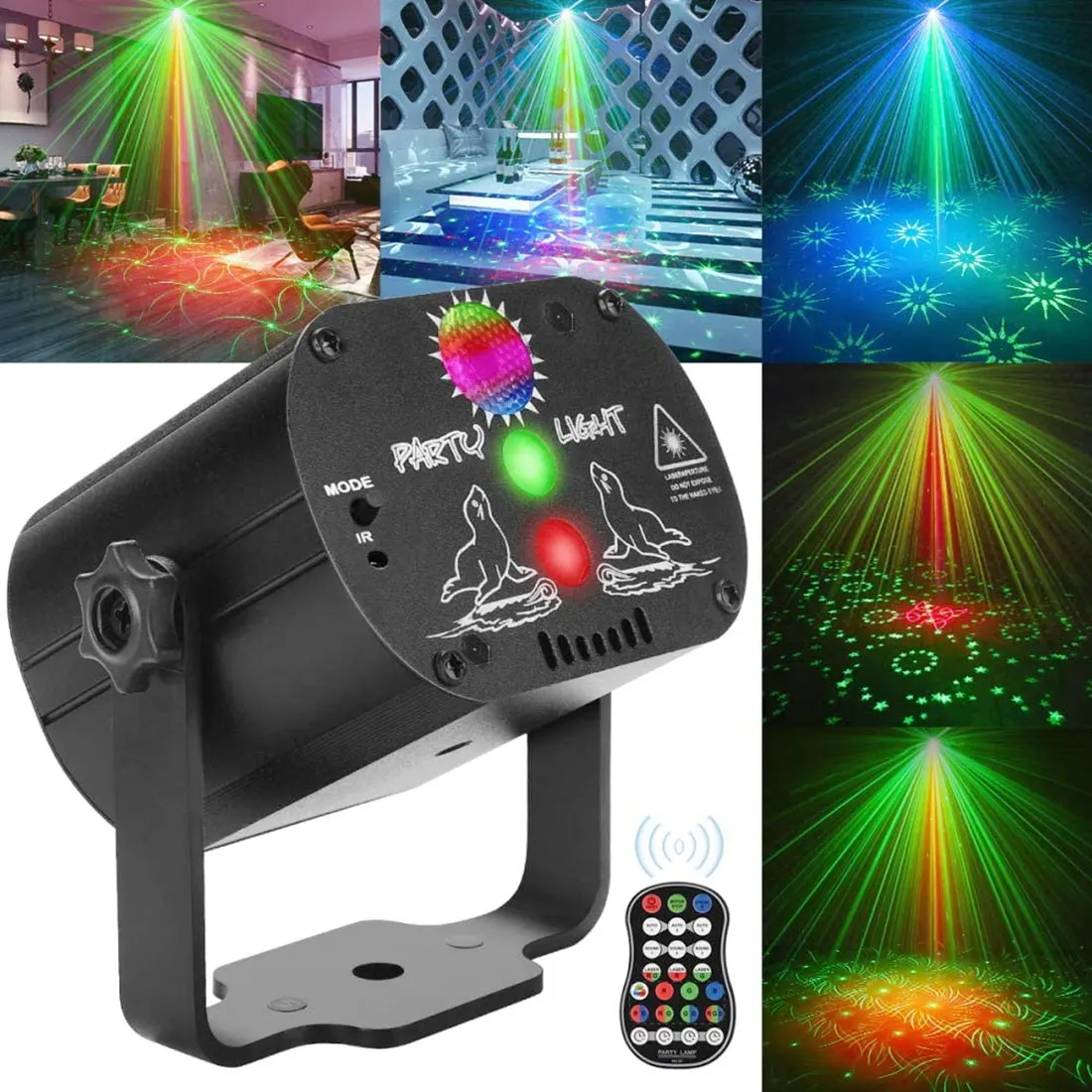 

60 Patterns RGB Stage Lights Voice Control Music Led Disco Light Party Show Laser Projector Lights Effect Lamp with Controller