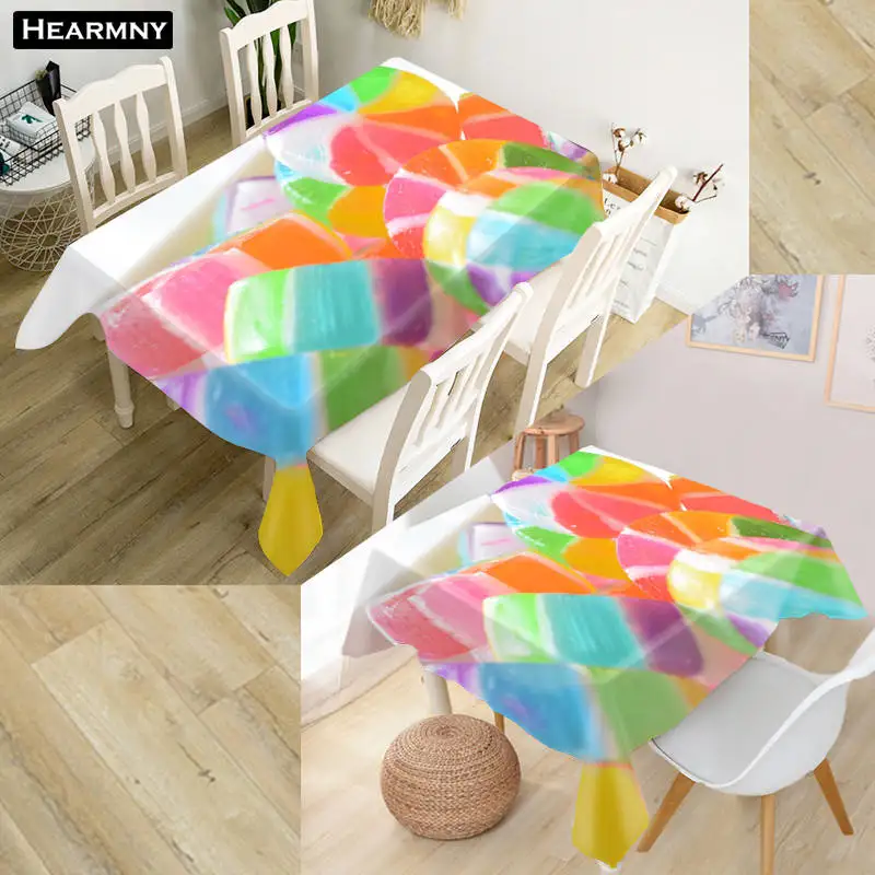 

New Custom Candy Tablecloth decoration Oxford cloth waterproof anti-scalding oil-proof coffee table cover More size