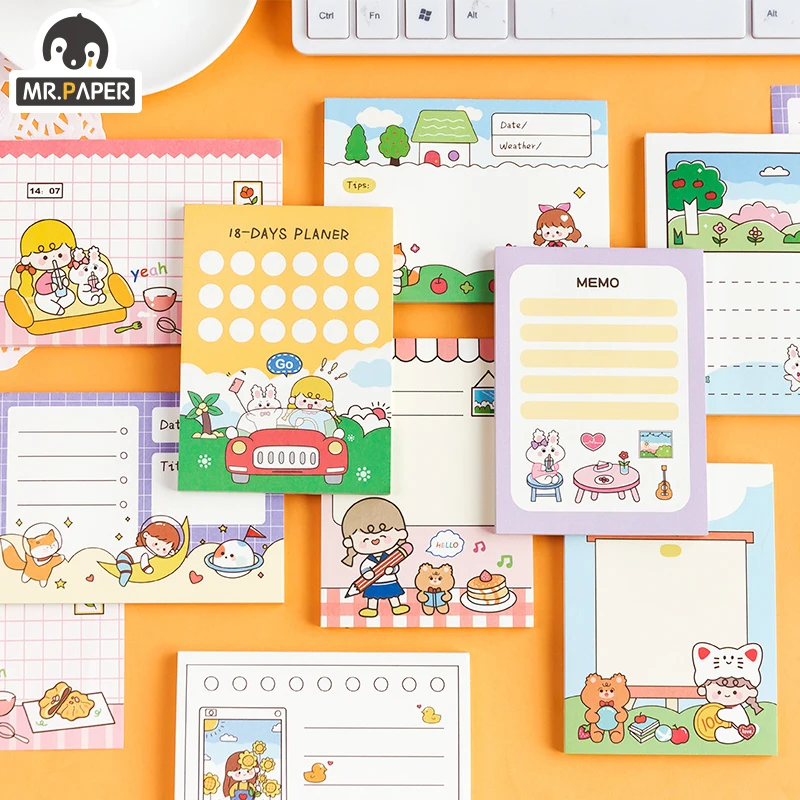 

JIUMO 50 Pcs/book Mai Mai Oxygen Chamber Series Cartoon Style Memo Pads Creative Hand Account DIY Decor Material Loose Leaf