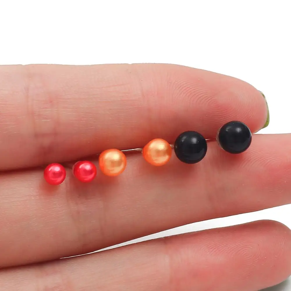 12pairs/set White Simulated Pearl Stud Earrings Set For Women Jewelry Piercing Ball Plastic kit Bijouteria brincos | Украшения и