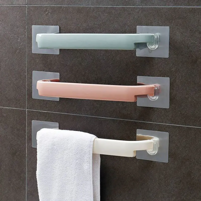 

Multifunction Bathroom Towel Rail Hanger Self Adhesive Hanging Hooks Holder Wall Storage For Towel Rack Home Accessories