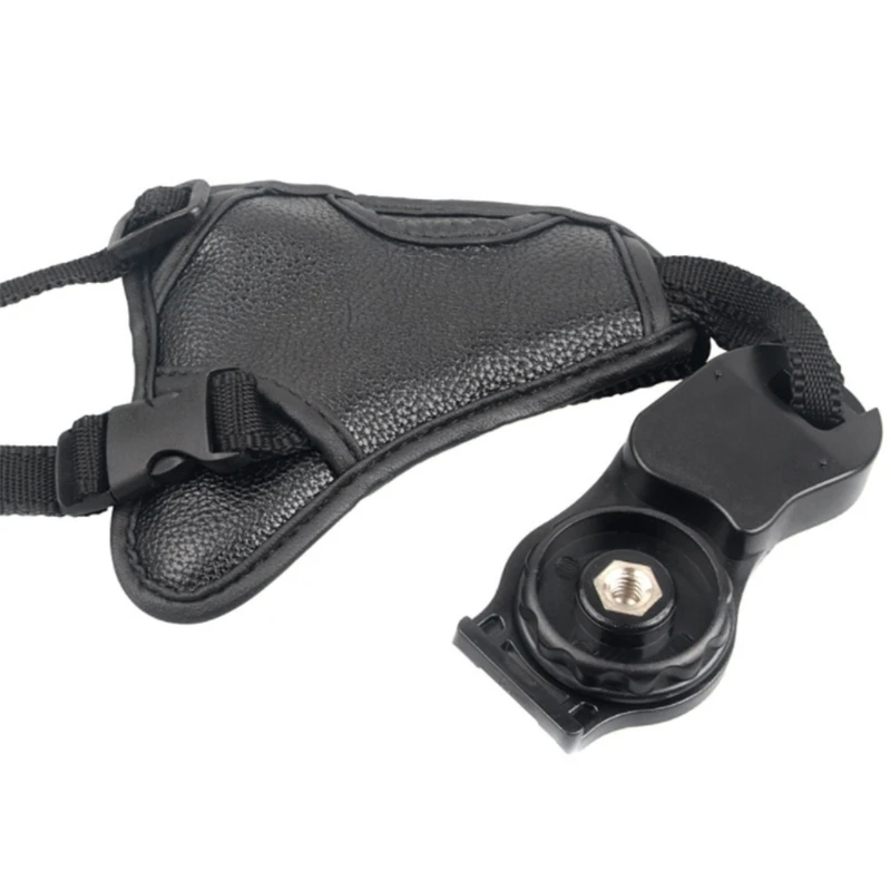 Camera Hand Strap Non-Slip Triangle Wrist Strap Universal PU Leather Grip Belt Padded Portable Stabilizer for Camera