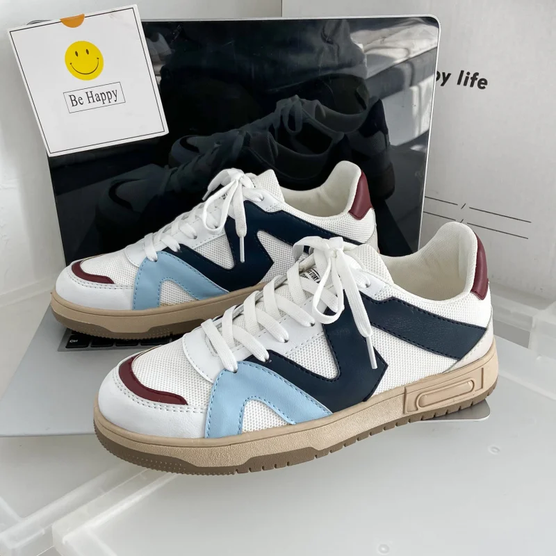 Korean Trend Color matching Harajuku Shoes New Arrival Summer Flat Sneakers Men Breathable Men's Mesh Shoes Low up Board Shoes