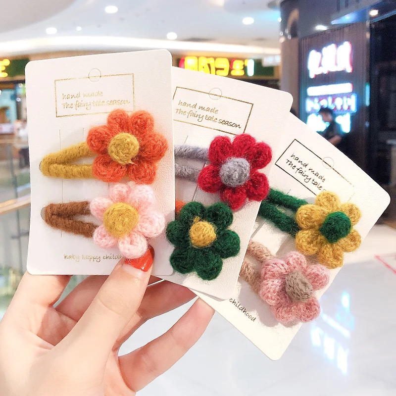 Женская вязаная заколка с цветком из мягкого хлопка красивые заколки для волос