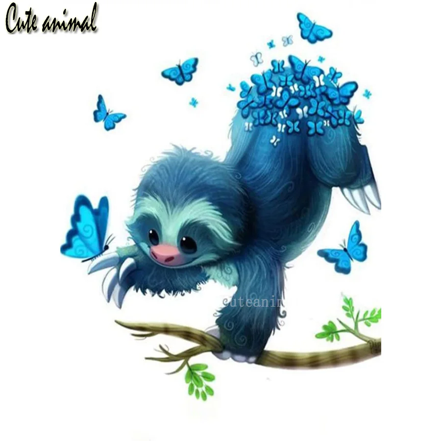 

Full Square Round Drill 5D DIY Diamond Painting Cross Stitch Color sloth butterfly cute animal Diamond Embroidery Diamond Mosaic